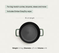 Pre-Seasoned Cast Iron Dutch Oven 27cm - Coorg Green