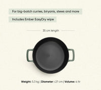 Pre-Seasoned Cast Iron Dutch Oven 27cm - Coorg Green