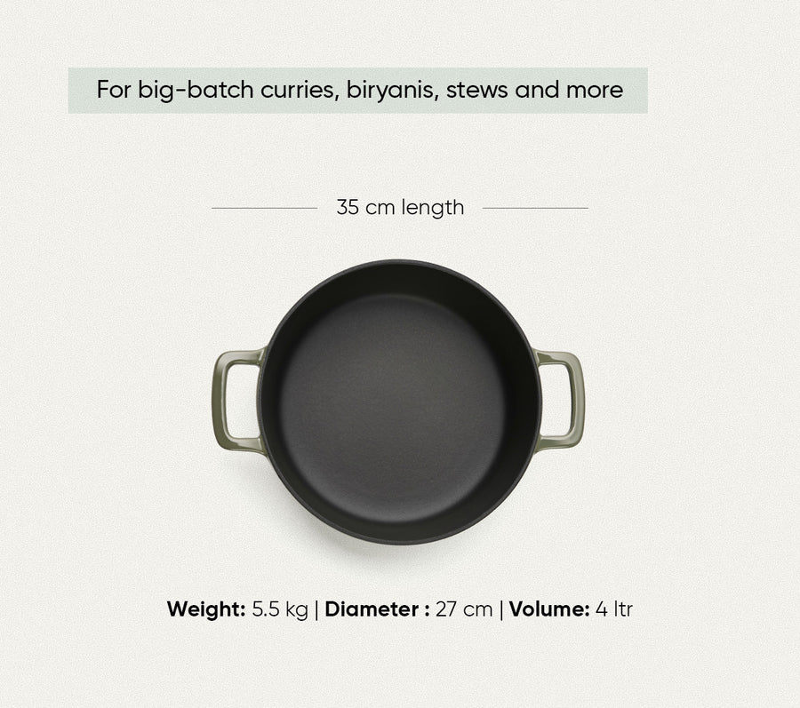 TitaniumClad™  Cast Iron Dutch Oven 27cm - Sage