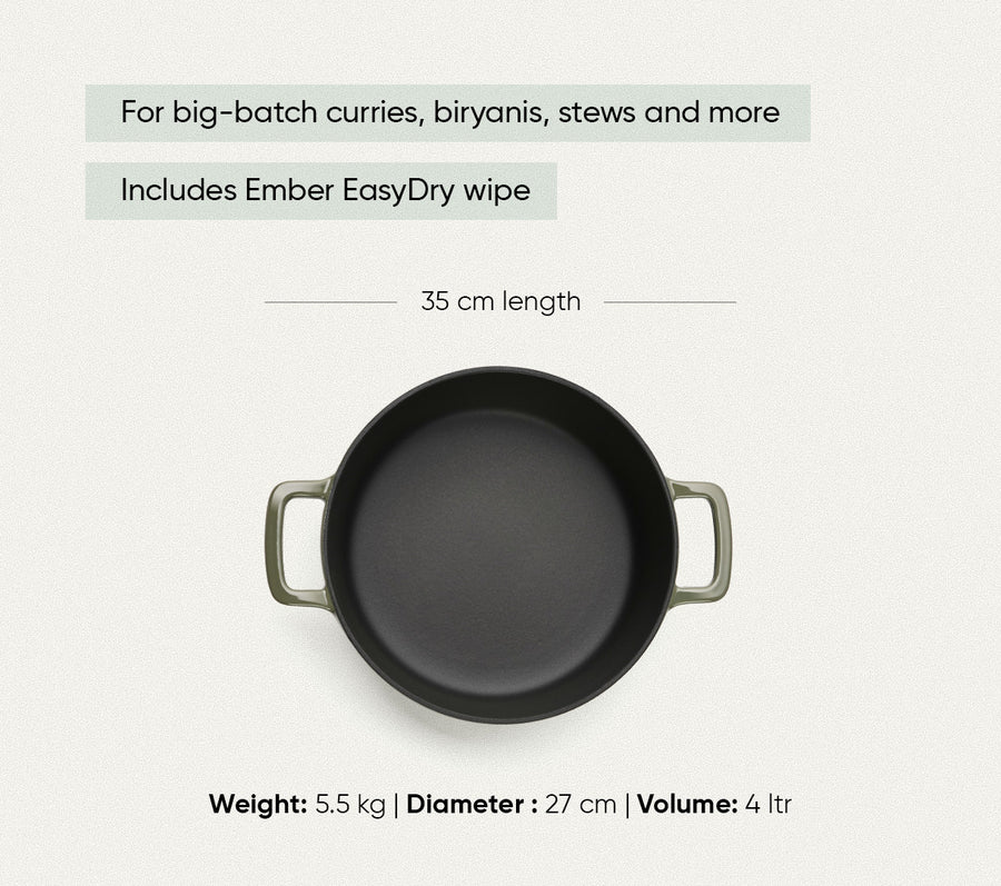 TitaniumClad™  Cast Iron Dutch Oven 27cm - Sage