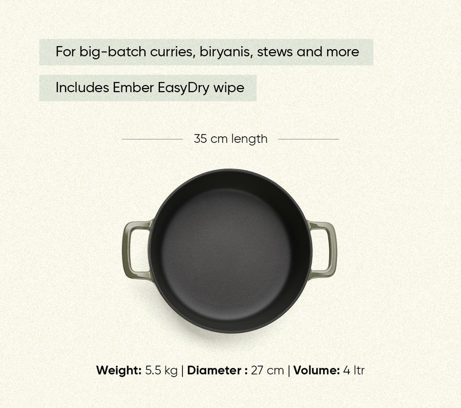 TitaniumClad™  Cast Iron Dutch Oven 27cm - Sage