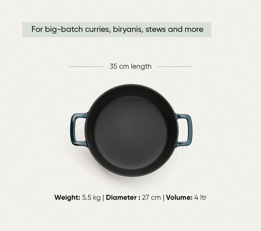 TitaniumClad™  Cast Iron Dutch Oven 27cm - Teal