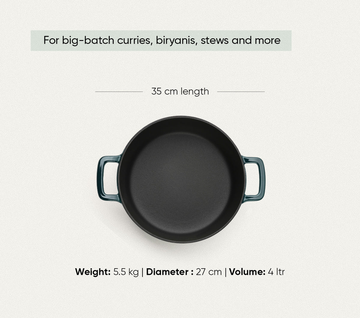 TitaniumClad™  Cast Iron Dutch Oven 27cm - Teal
