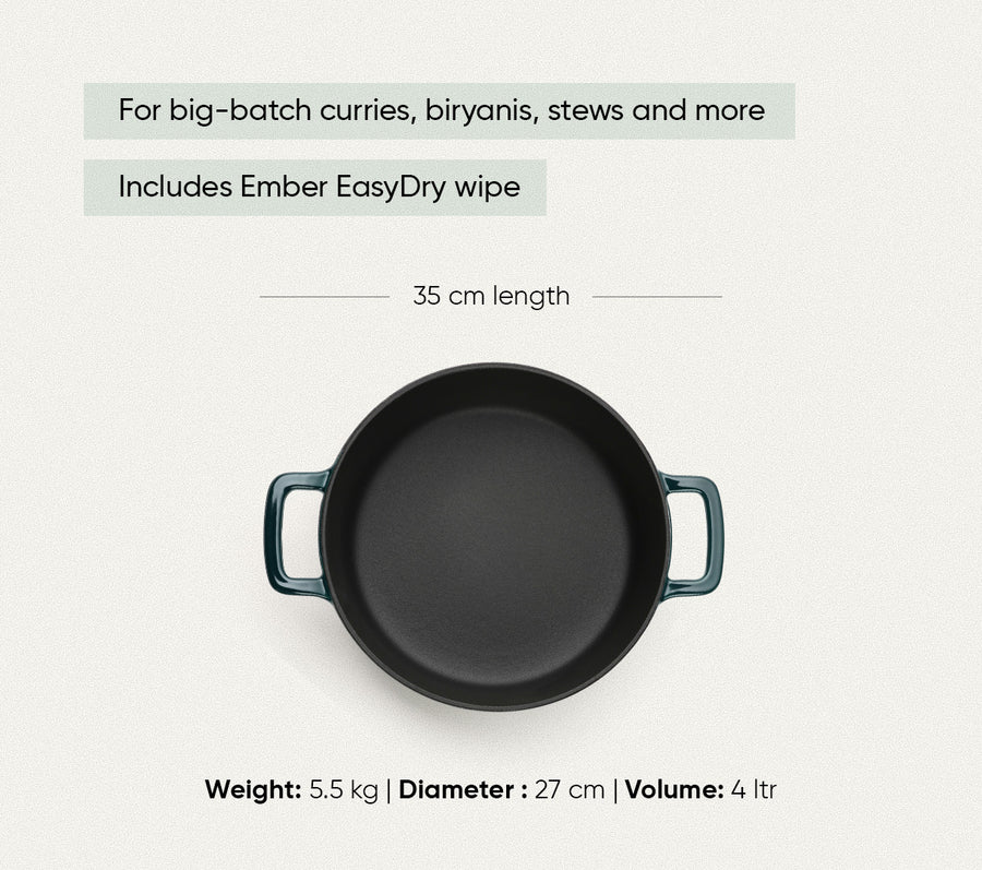 TitaniumClad™  Cast Iron Dutch Oven 27cm - Teal