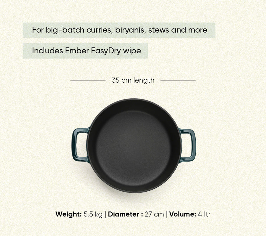 TitaniumClad™  Cast Iron Dutch Oven 27cm - Teal