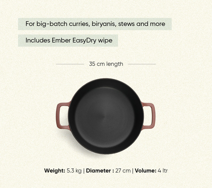 Pre-Seasoned Cast Iron Dutch Oven 27cm - Jaipur Terracotta