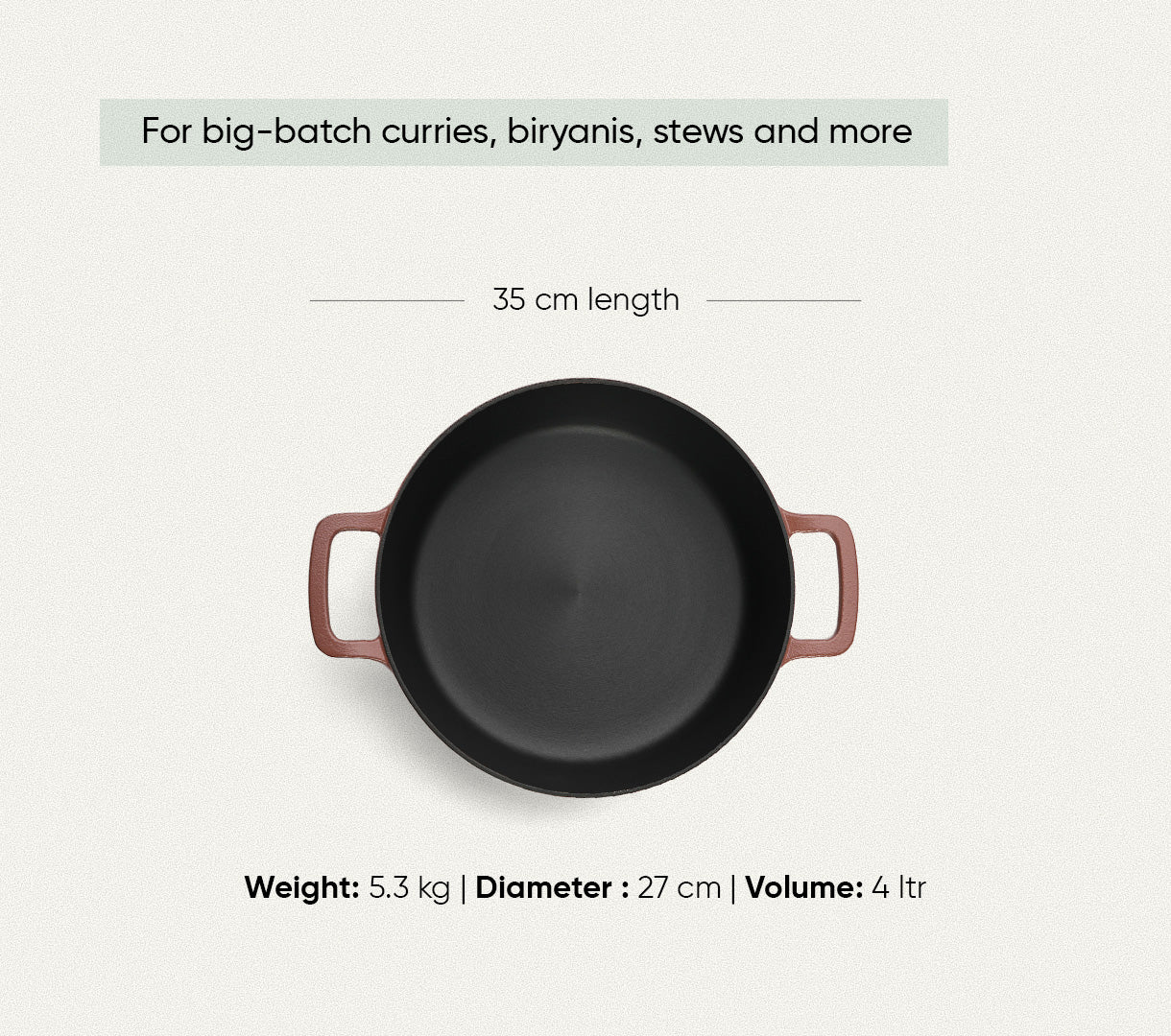 Pre-Seasoned Cast Iron Dutch Oven 27cm - Jaipur Terracotta