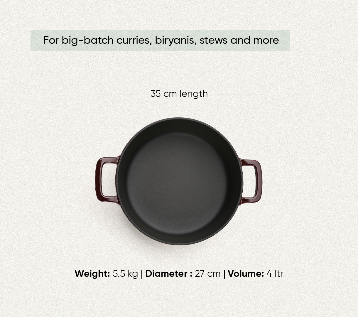 TitaniumClad™  Cast Iron Dutch Oven 27cm - Wine