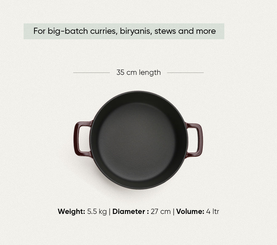 TitaniumClad™  Cast Iron Dutch Oven 27cm - Wine