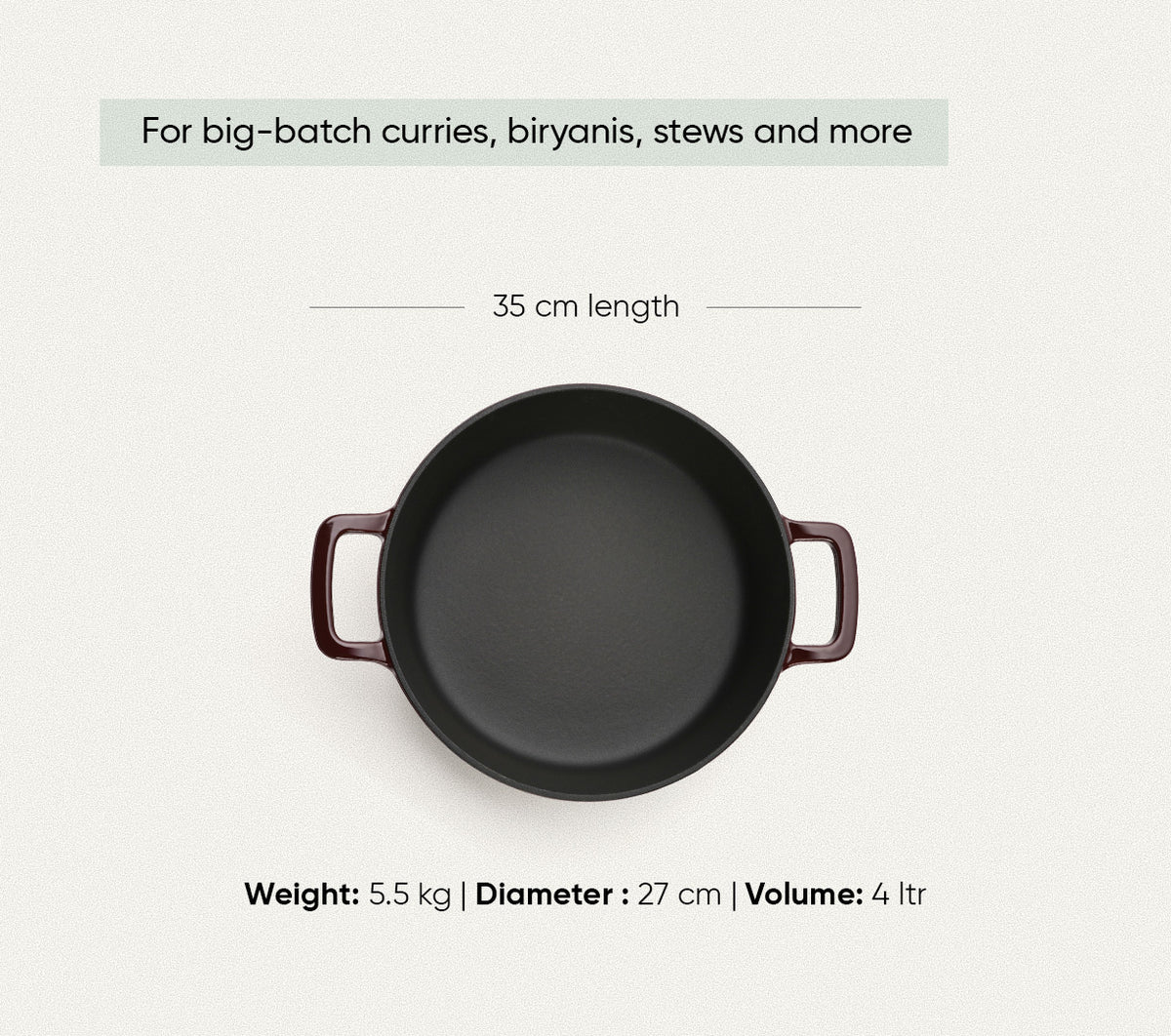 TitaniumClad™  Cast Iron Dutch Oven 27cm - Wine