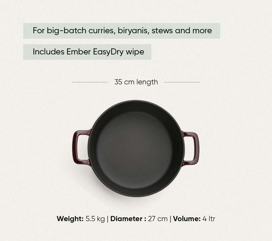 TitaniumClad™  Cast Iron Dutch Oven 27cm - Wine