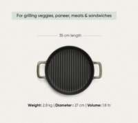 TitaniumClad™  Cast Iron Grill Pan 27cm - Sage