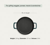 TitaniumClad™  Cast Iron Grill Pan 27cm - Teal