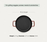 Pre-Seasoned Cast Iron Grill Pan 27cm - Jaipur Terracotta