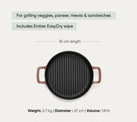 Pre-Seasoned Cast Iron Grill Pan 27cm - Jaipur Terracotta
