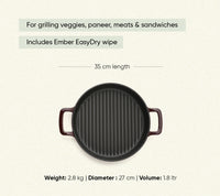 TitaniumClad™  Cast Iron Grill Pan 27cm - Wine