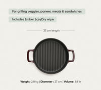 TitaniumClad™  Cast Iron Grill Pan 27cm - Wine
