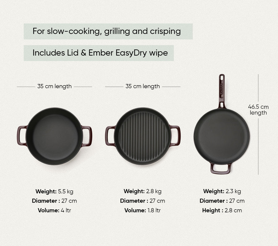 Cast Iron Trio with Storage - Wine