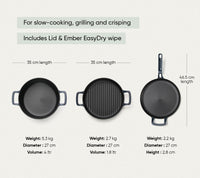 Pre-Seasoned Cast Iron Trio - Nilgiri Blue