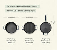 Pre-Seasoned Cast Iron Trio - Nilgiri Blue
