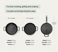 Pre-Seasoned Cast Iron Trio - Coorg Green