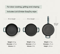 Cast Iron Trio with Storage - Teal