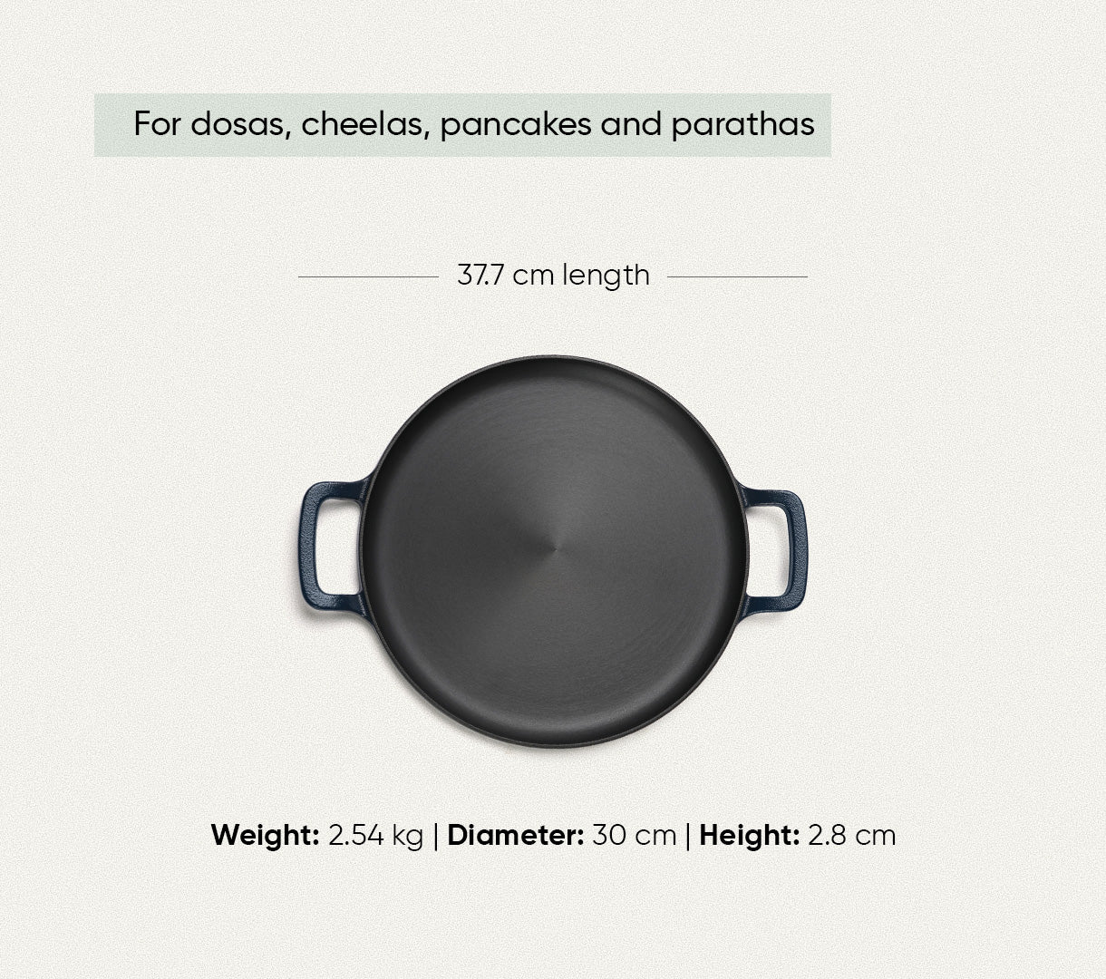 Pre-Seasoned Tawa 30 cm - Nilgiri Blue