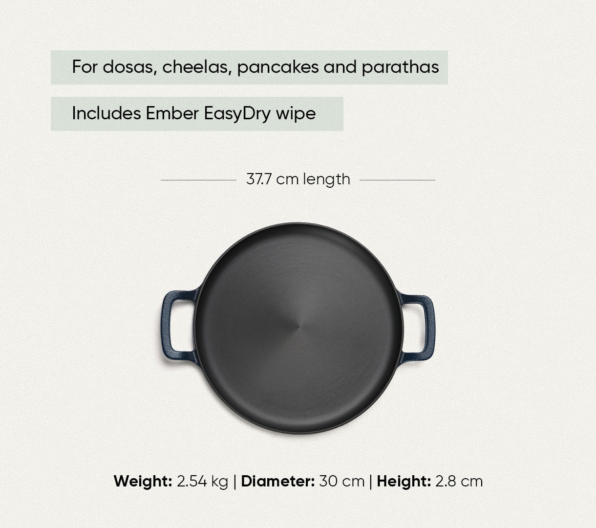Pre-Seasoned Tawa 30 cm - Nilgiri Blue