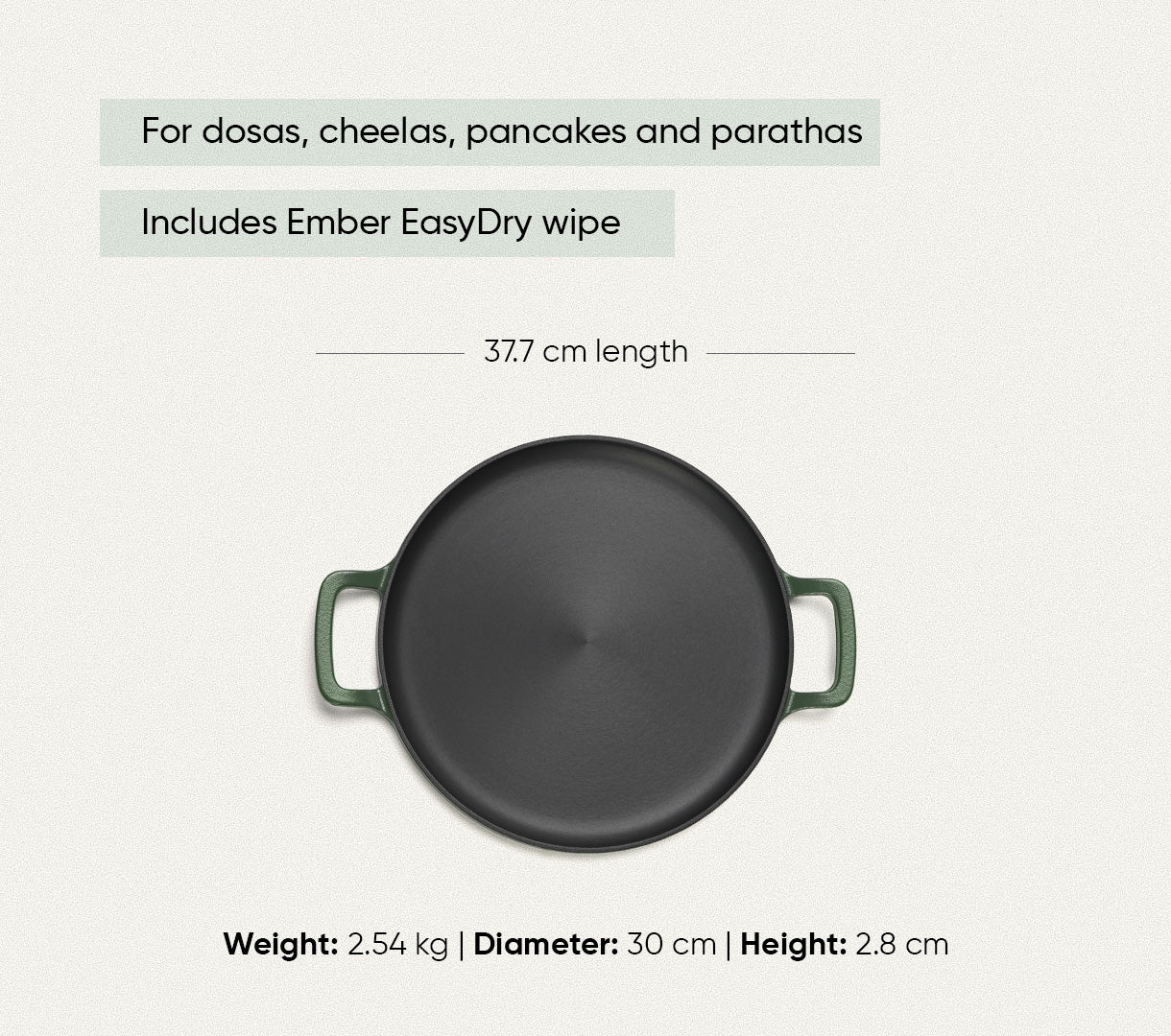 Pre-Seasoned Tawa 30 cm - Coorg Green