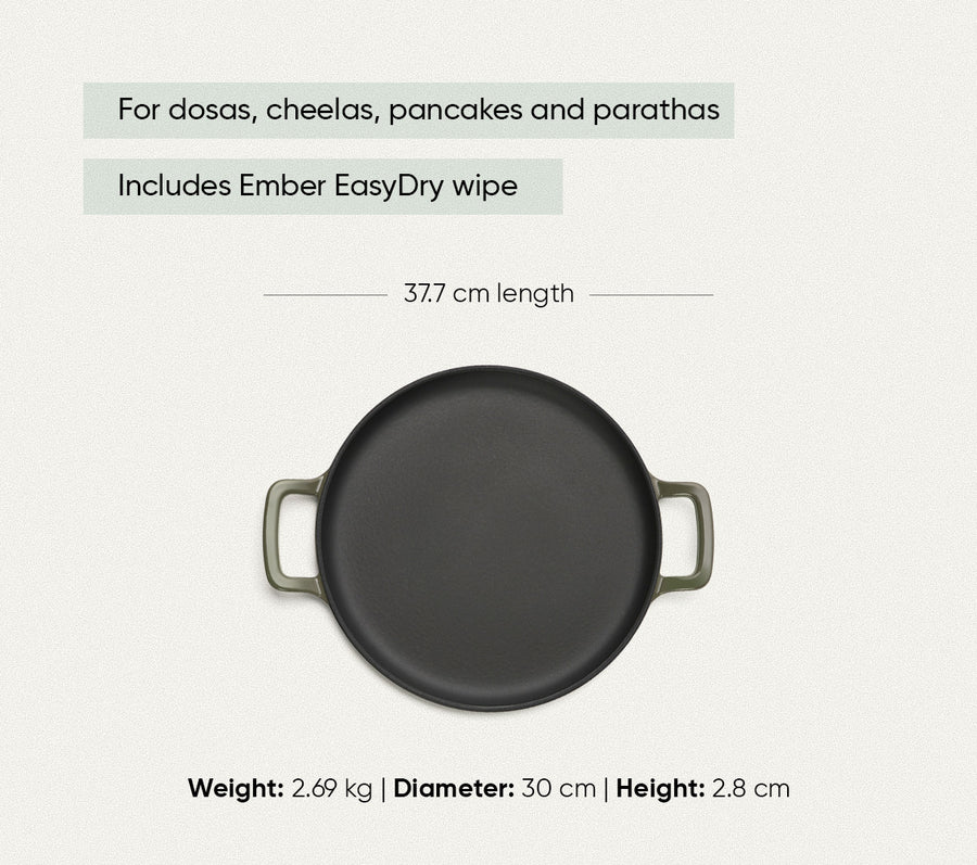 TitaniumClad™  Cast Iron Tawa 30cm - Sage