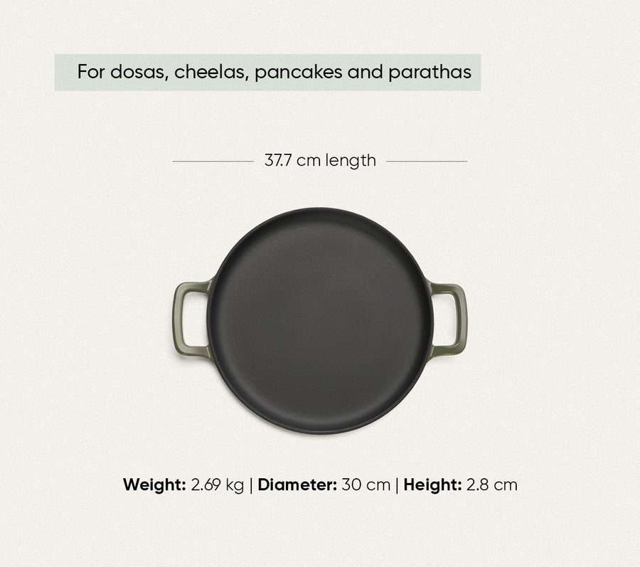 TitaniumClad™  Cast Iron Tawa 30cm - Sage