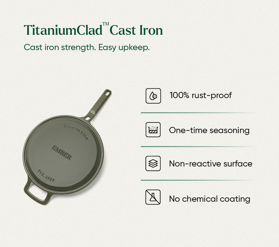 TitaniumClad™  Cast Iron Tawa 27cm - Sage