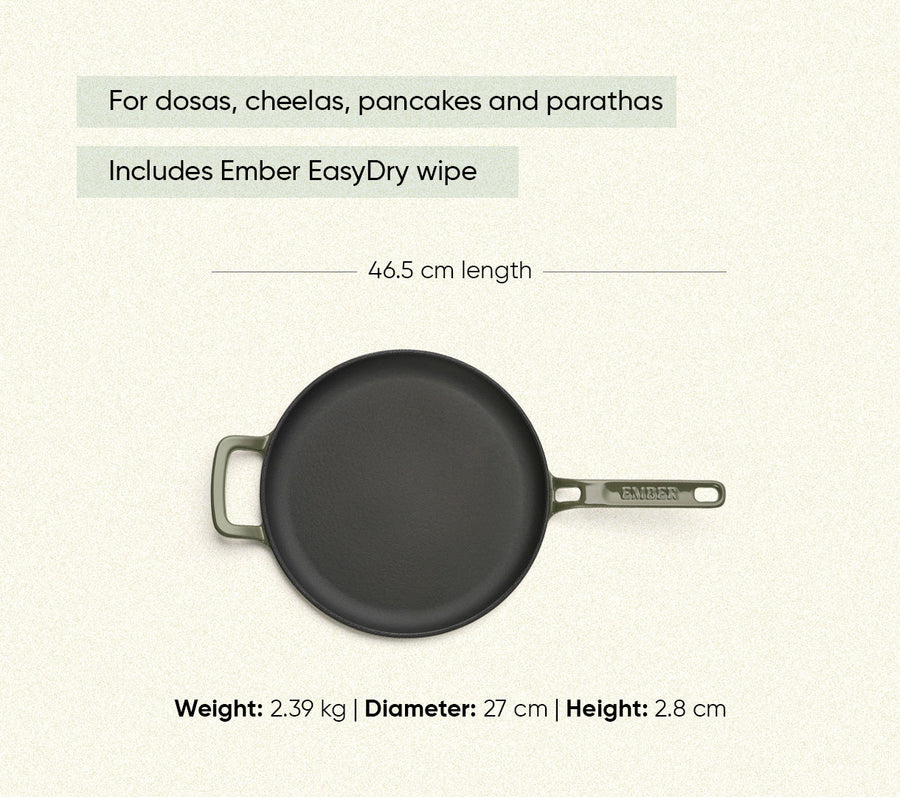 TitaniumClad™  Cast Iron Tawa 27cm - Sage