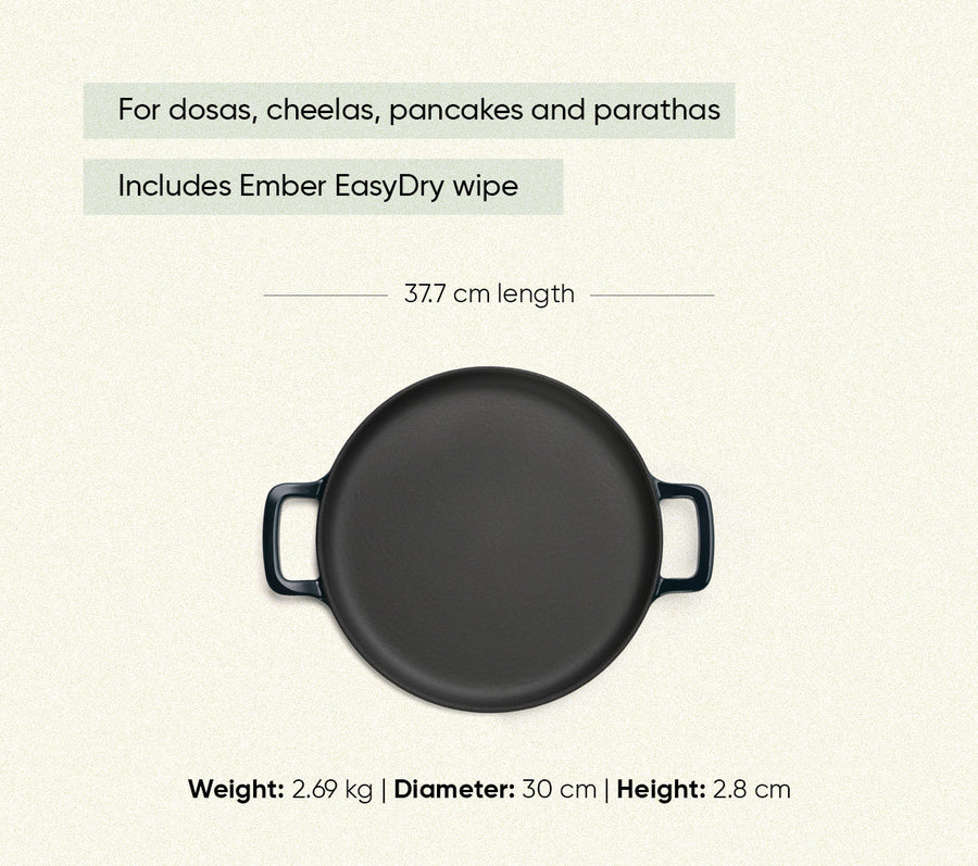 TitaniumClad™  Cast Iron Tawa 30cm - Teal