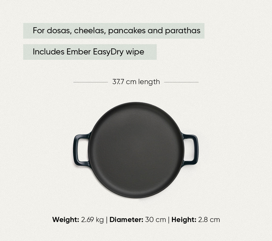 TitaniumClad™  Cast Iron Tawa 30cm - Teal