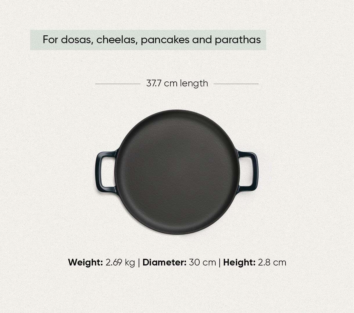 TitaniumClad™  Cast Iron Tawa 30cm - Teal