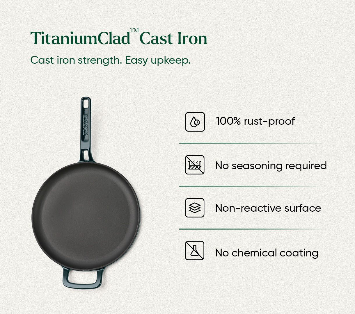 TitaniumClad™  Cast Iron Tawa 27cm - Teal