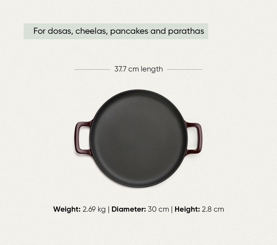TitaniumClad™  Cast Iron Tawa 30cm - Wine