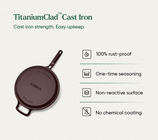 TitaniumClad™  Cast Iron Tawa 27cm - Wine