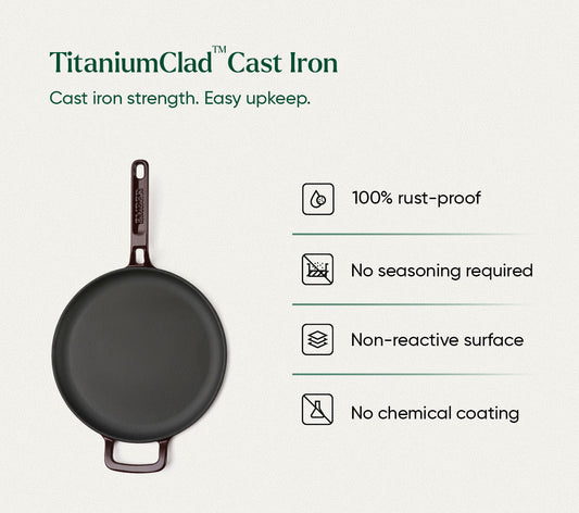 TitaniumClad™  Cast Iron Tawa 27cm - Wine