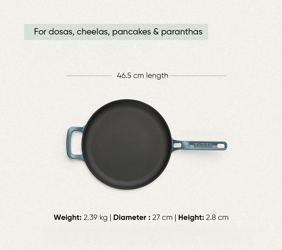 TitaniumClad™  Cast Iron Tawa 27cm - Ocean