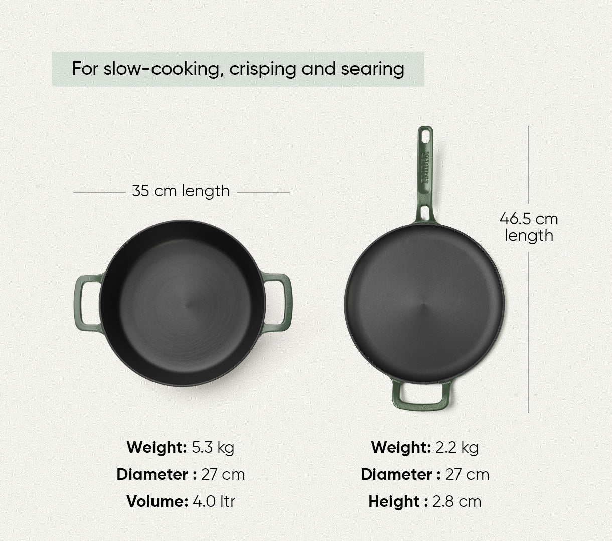 Pre-seasoned Cast Iron Duo - Coorg Green