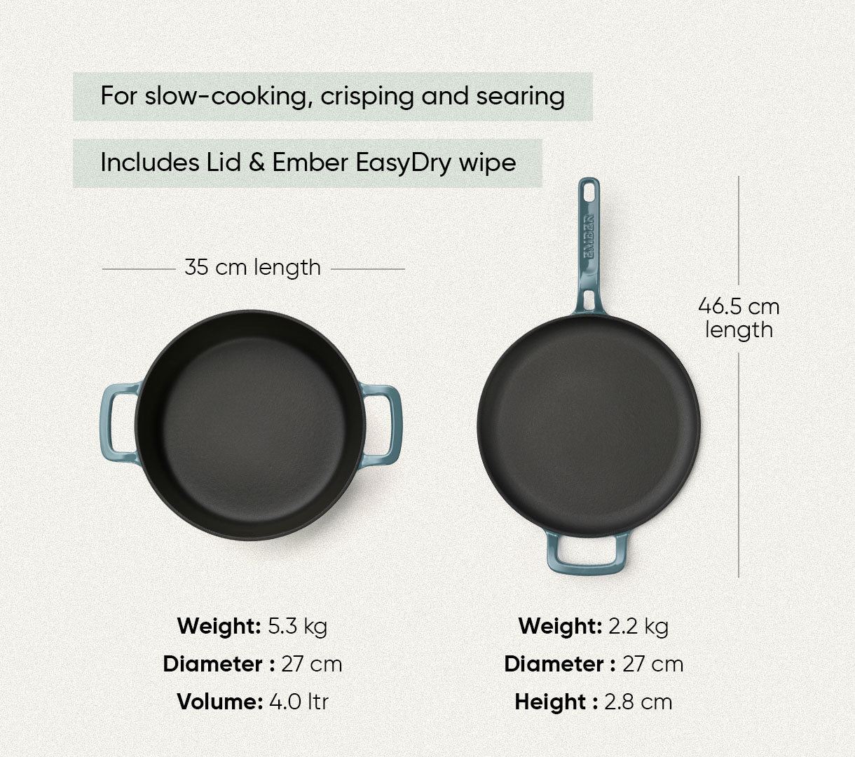 TitaniumClad™ Cast Iron Duo - Ocean