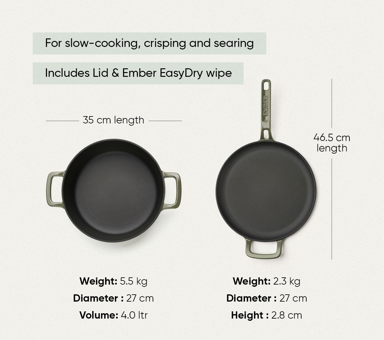 TitaniumClad™ Cast Iron Duo - Sage