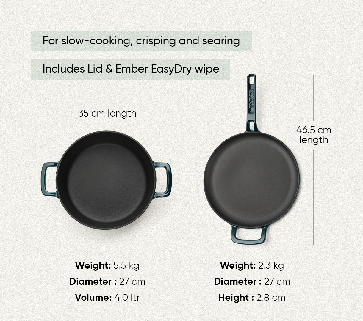 TitaniumClad™ Cast Iron Duo - Teal