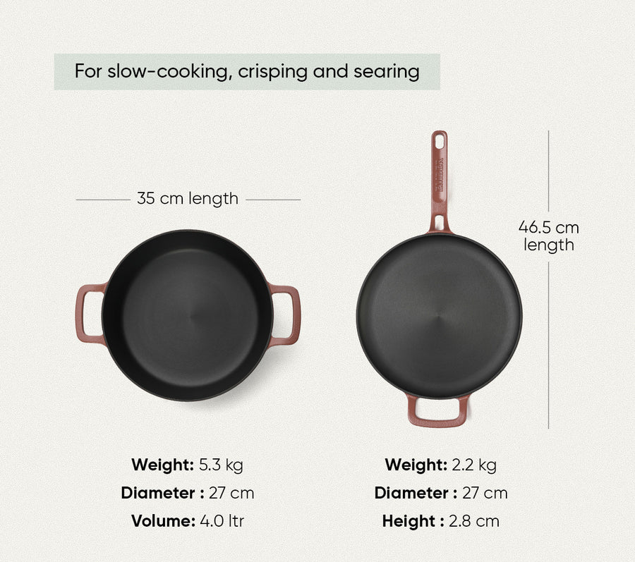 Pre-seasoned Cast Iron Duo - Jaipur Terracotta