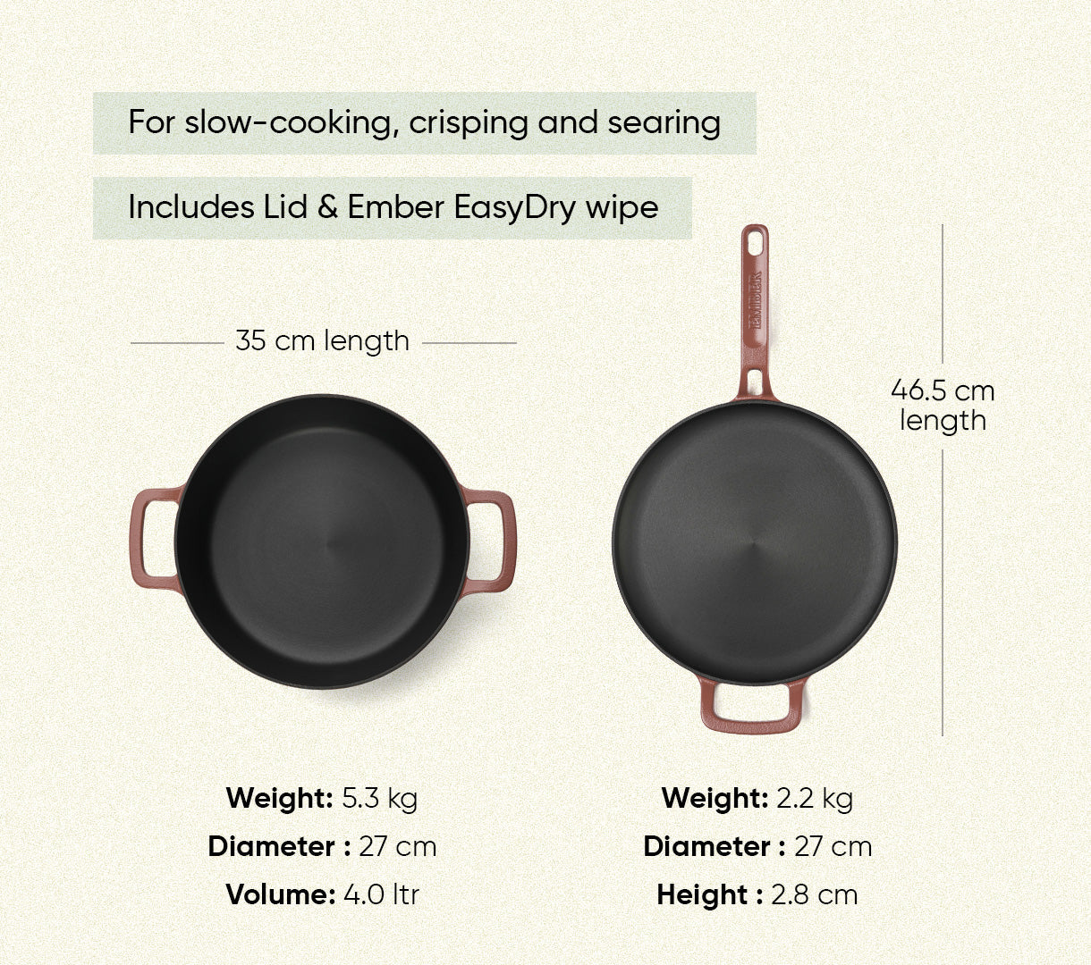 Pre-seasoned Cast Iron Duo - Jaipur Terracotta