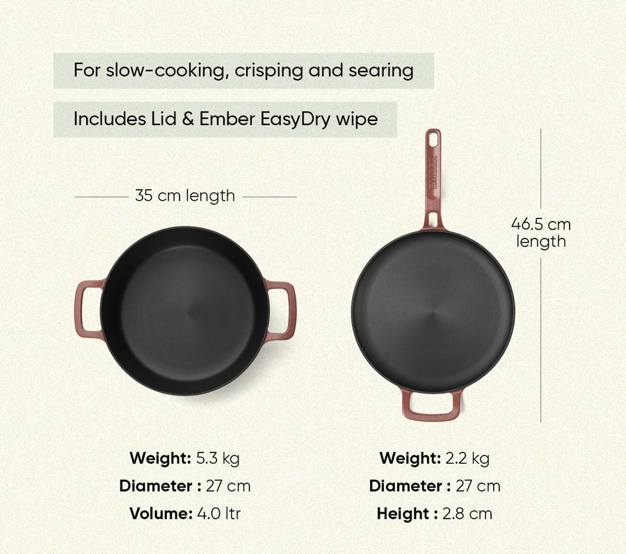 Pre-seasoned Cast Iron Duo - Jaipur Terracotta