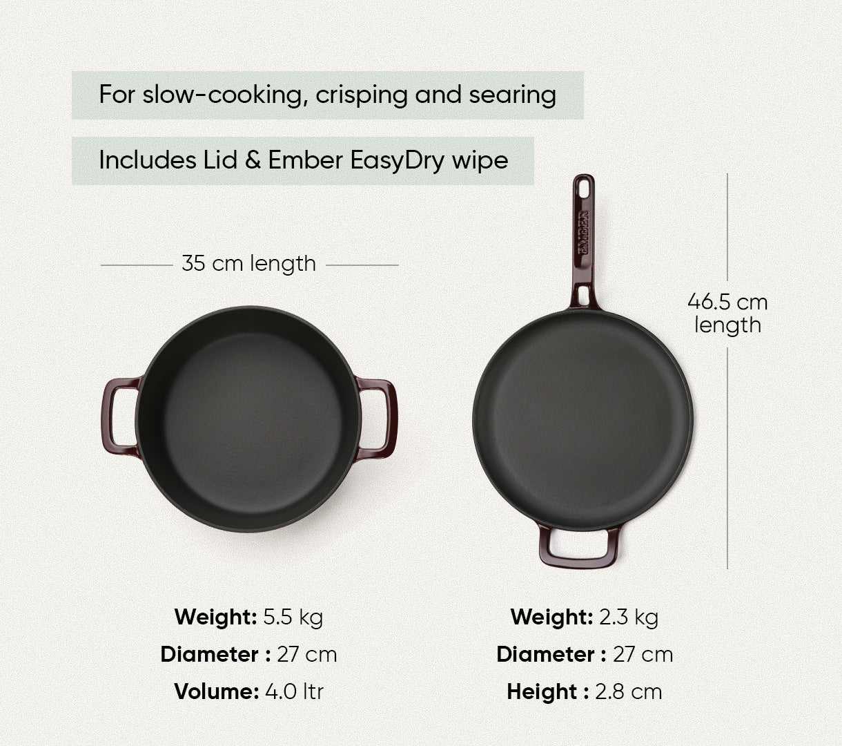 TitaniumClad™ Cast Iron Duo - Wine