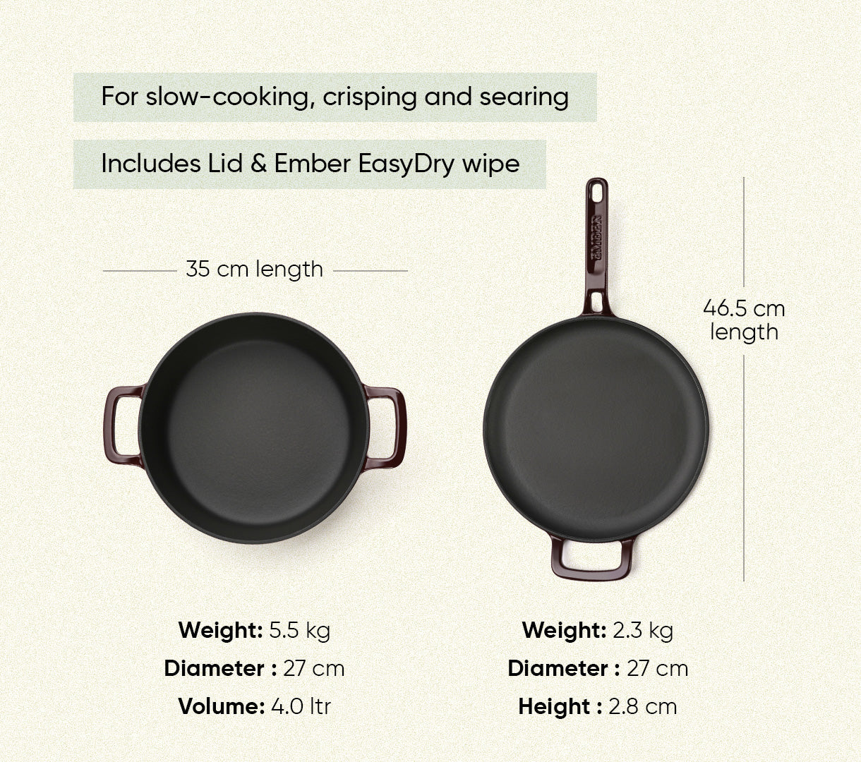 TitaniumClad™ Cast Iron Duo - Wine